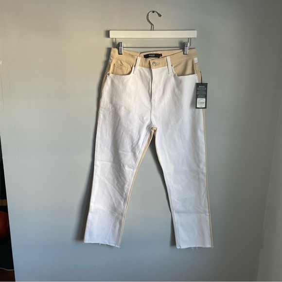 Hudson Jeans Denim - Hudson White and Tan Two Tone Straight Leg Jeans size 27” Minimalist Neutral